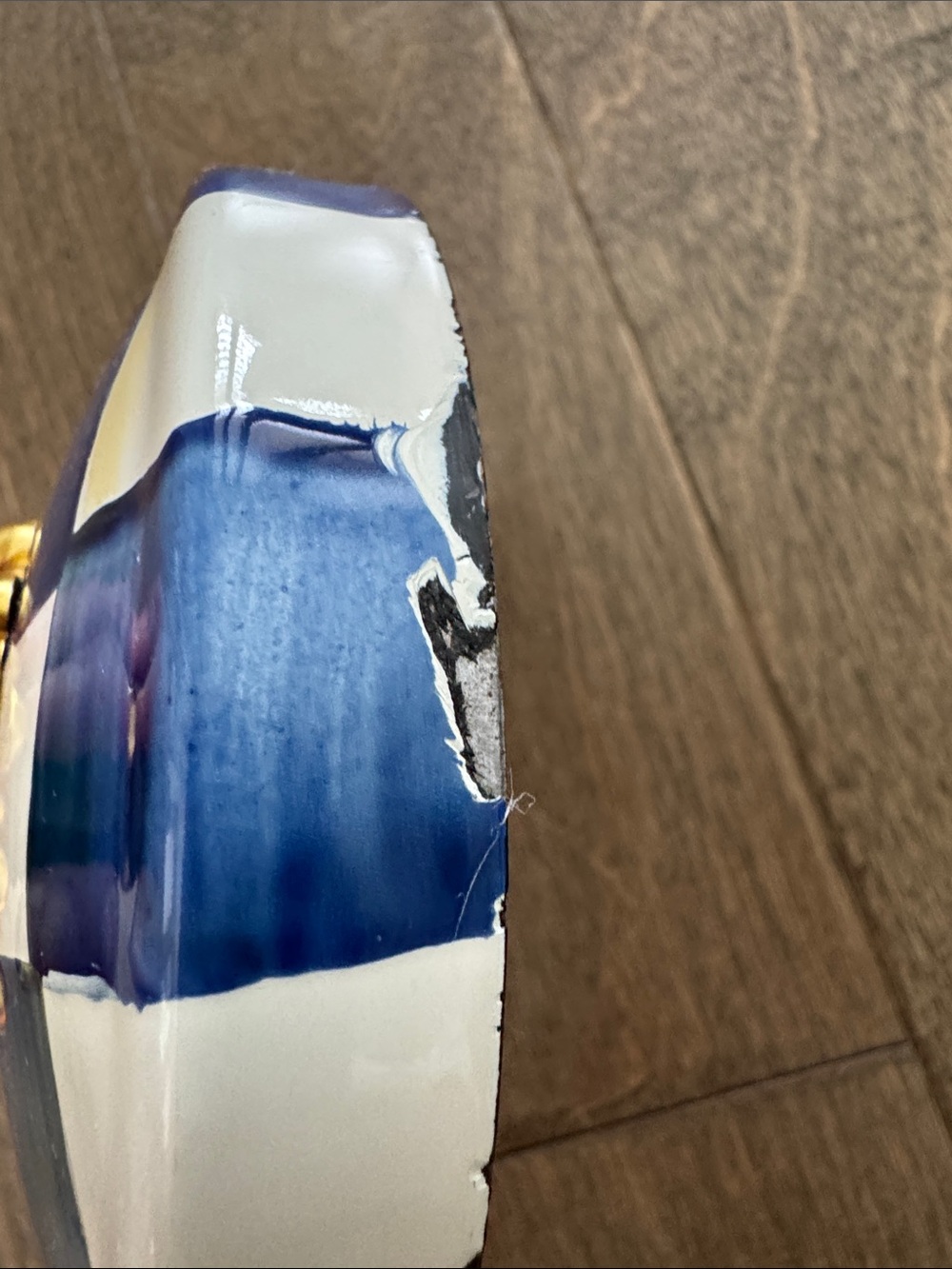 MacKenzie Childs Royal Check Sweets Jar Replacement Lid Enamel Blue White Gold - Picture 6 of 9